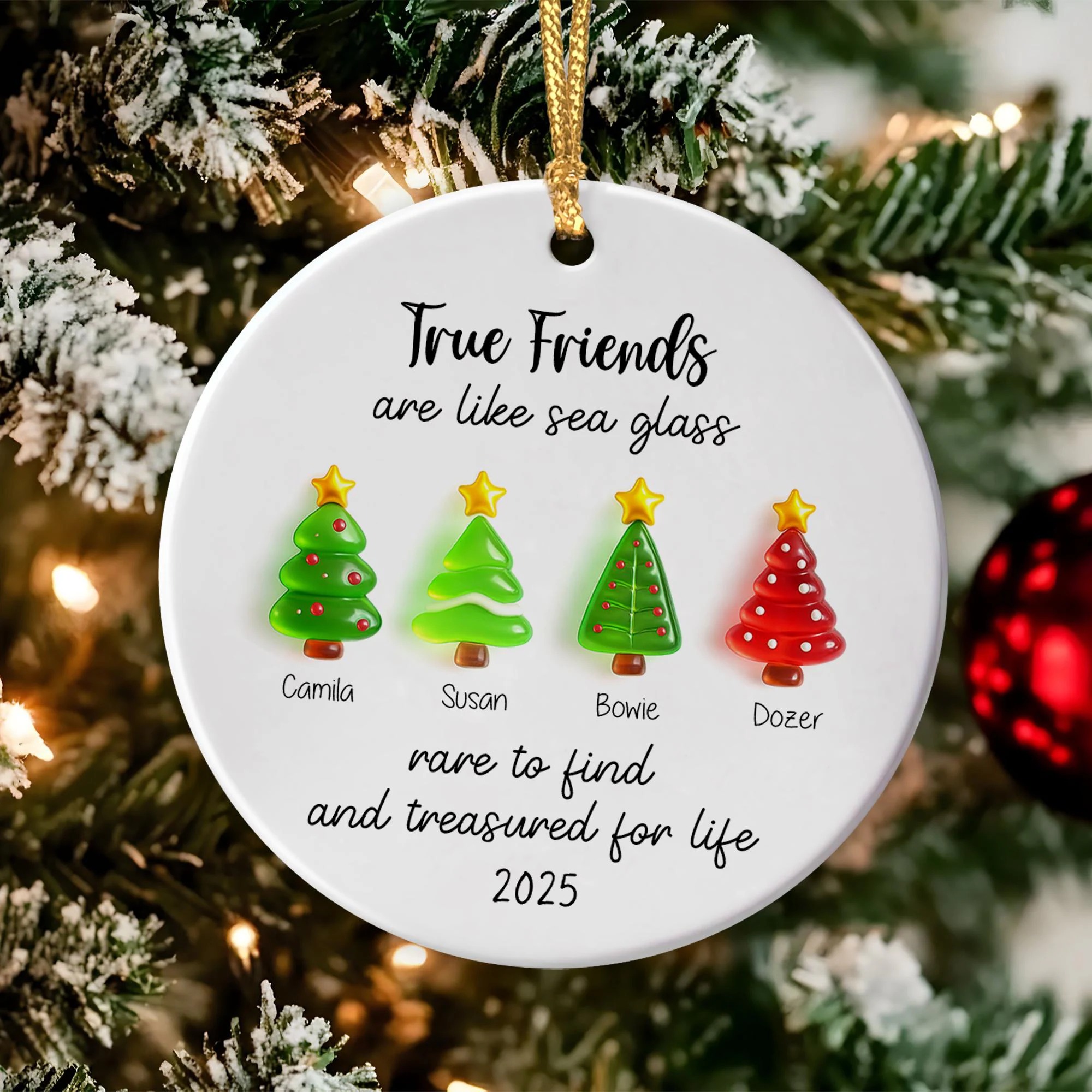 Custom Friendship Sea Glass Ceramic Ornament