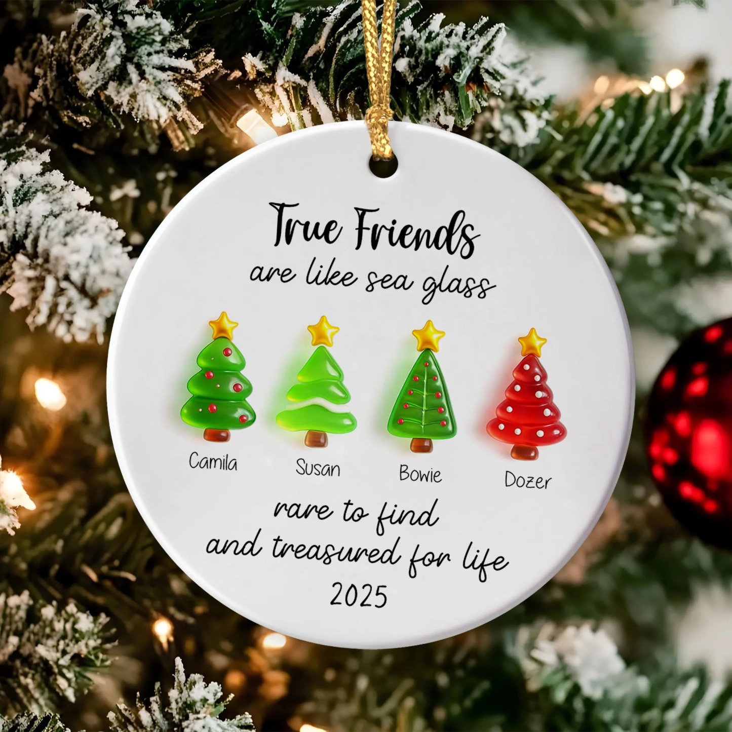 Custom Friendship Sea Glass Ceramic Ornament