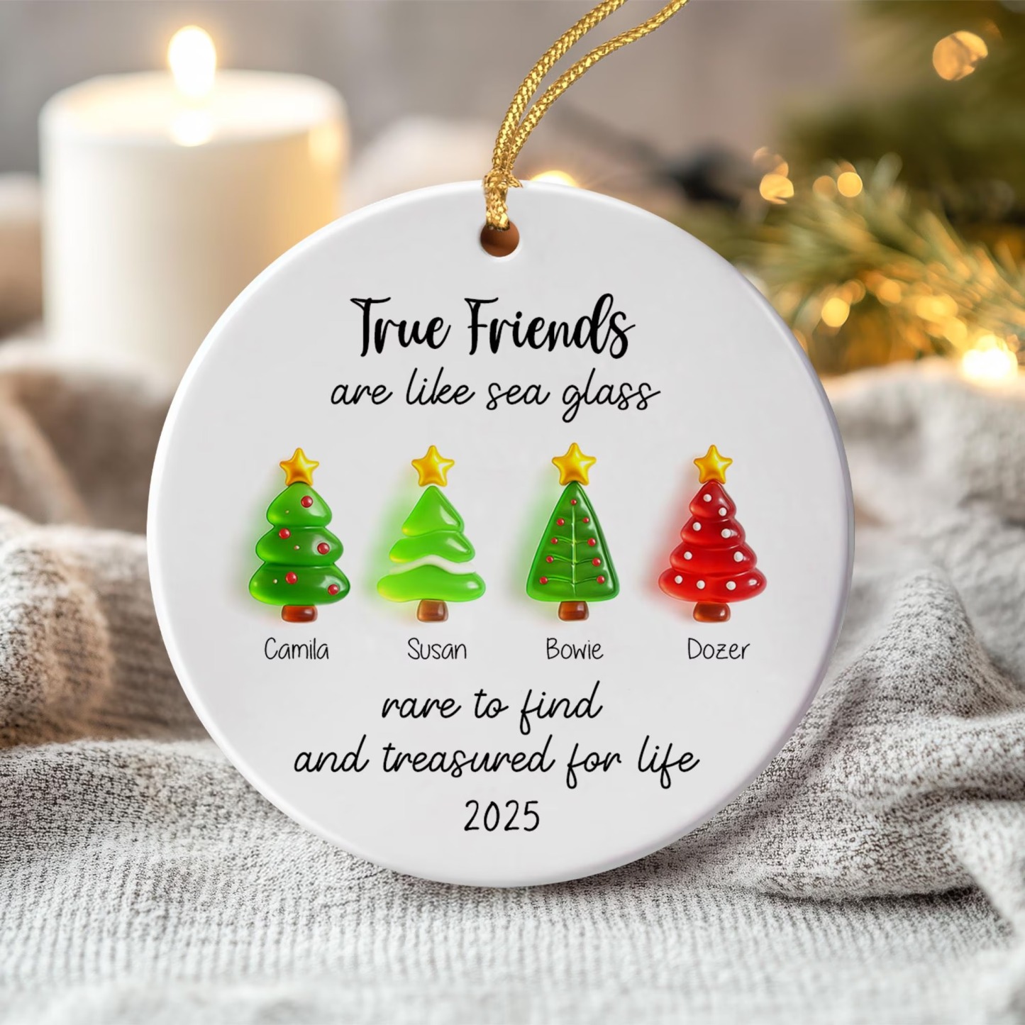 Custom Friendship Sea Glass Ceramic Ornament