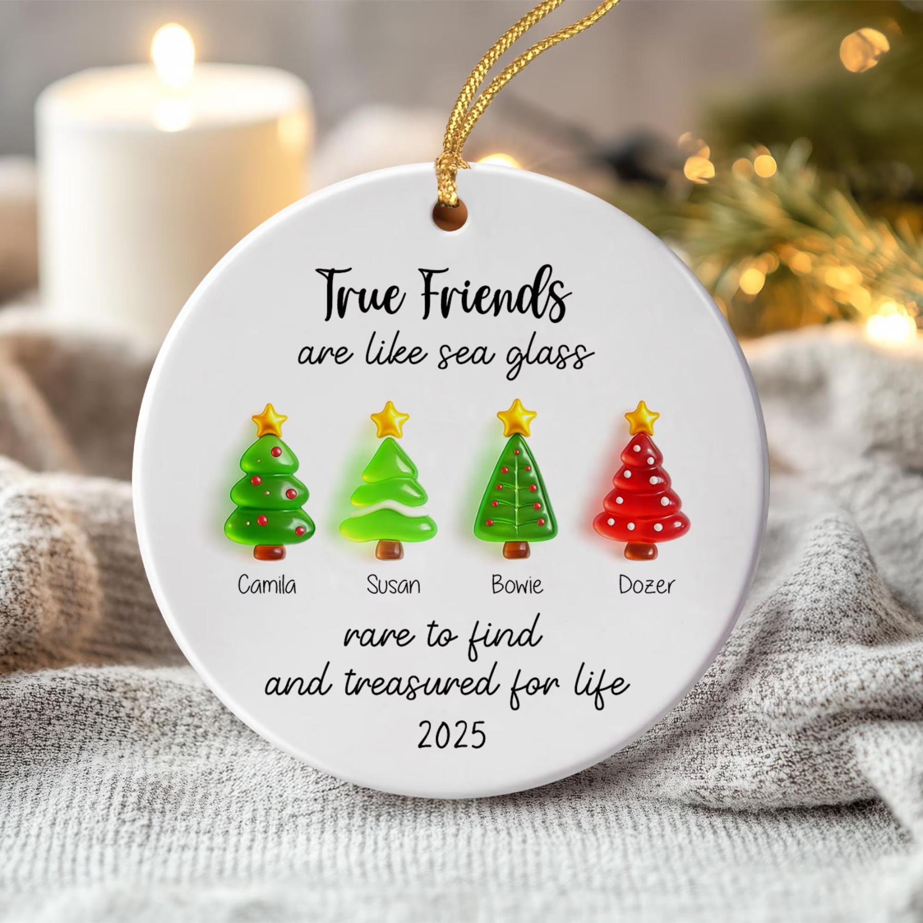 Custom Friendship Sea Glass Ceramic Ornament