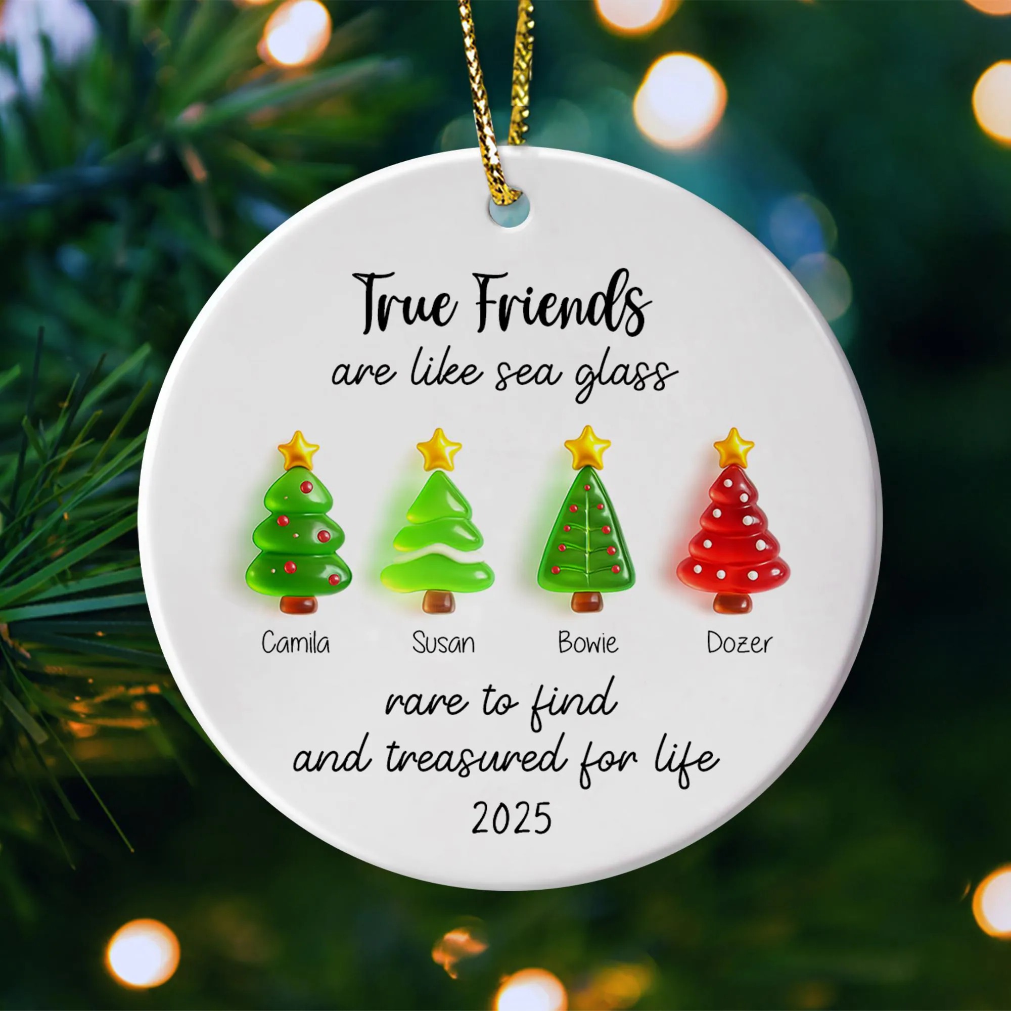 Custom Friendship Sea Glass Ceramic Ornament