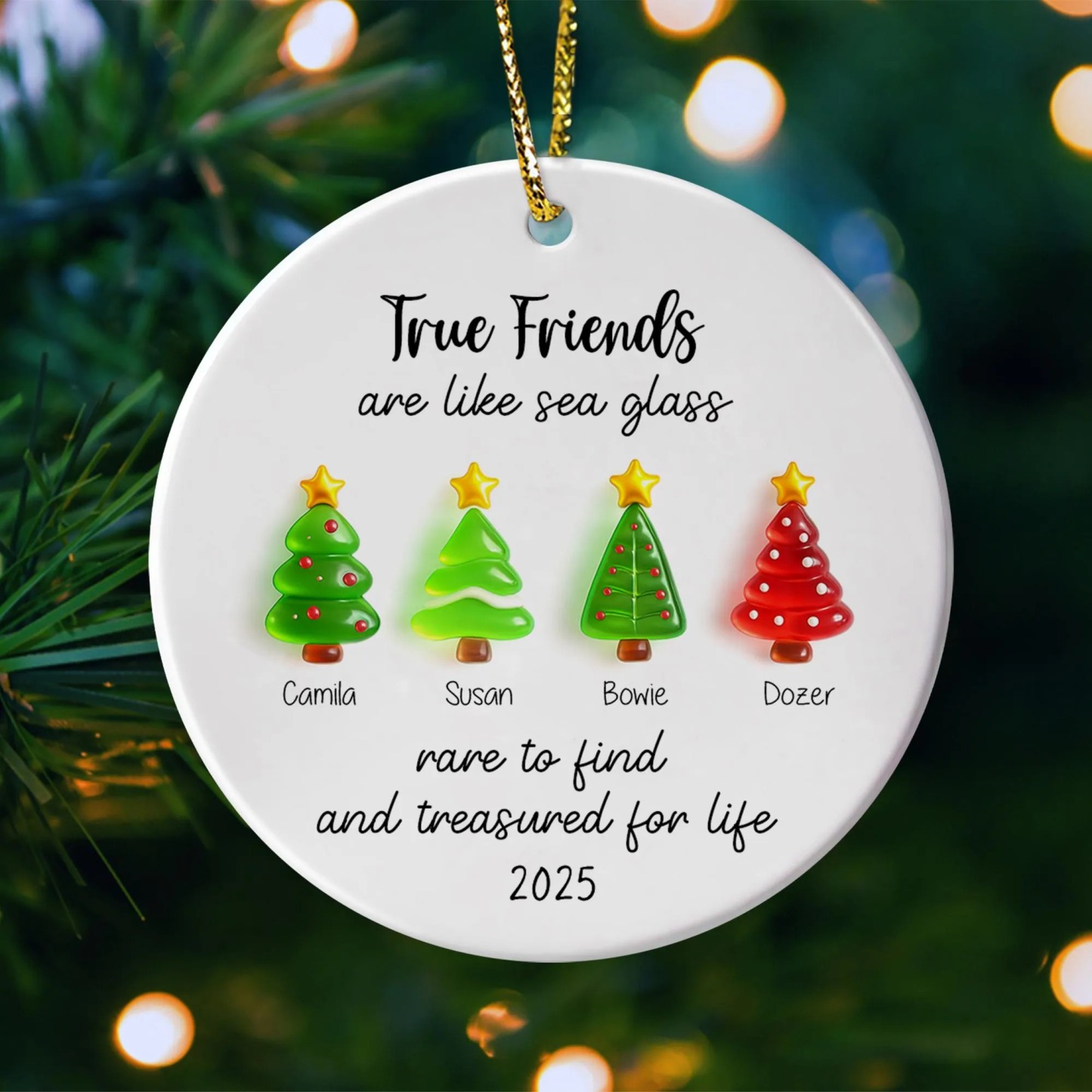 Custom Friendship Sea Glass Ceramic Ornament