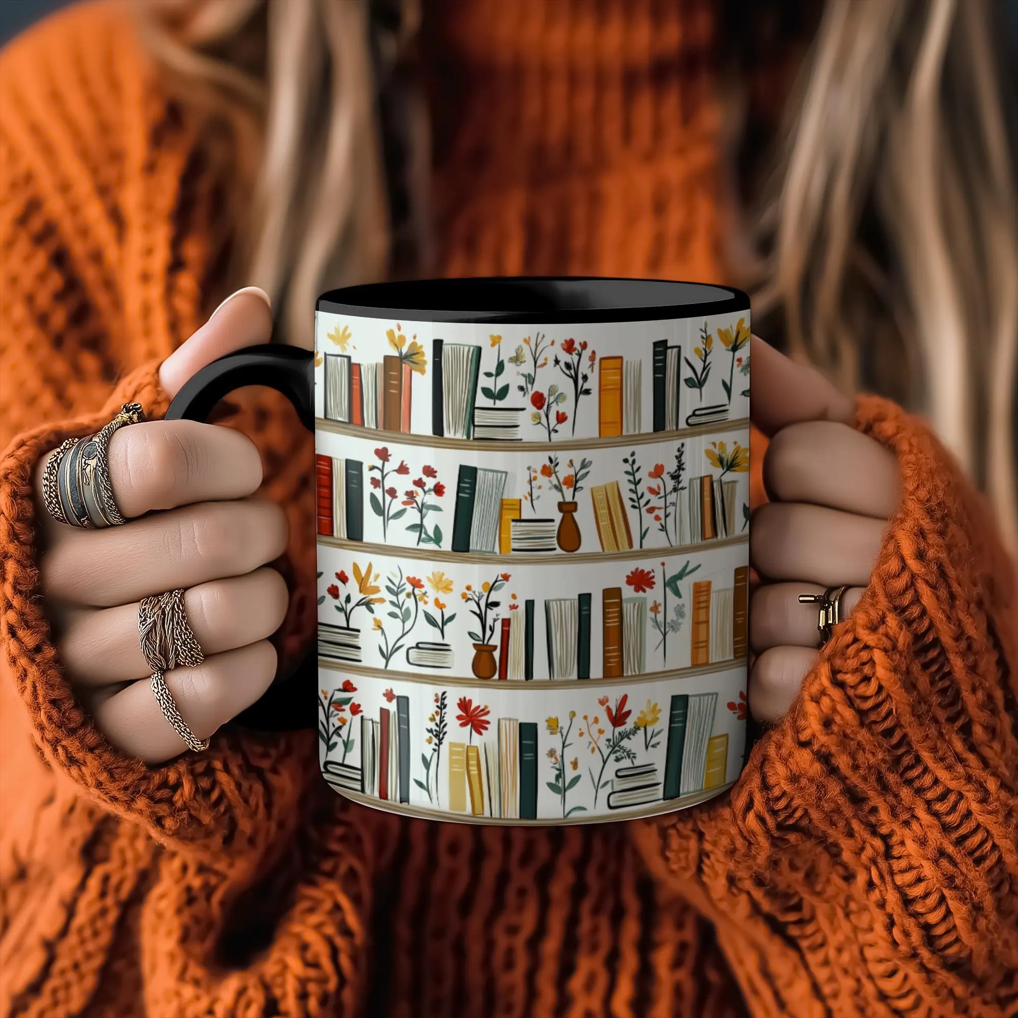 Winter Bookshelf Mug