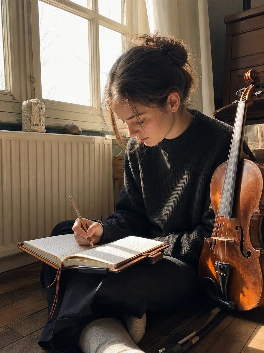 Vintage Violin Leather Notebook