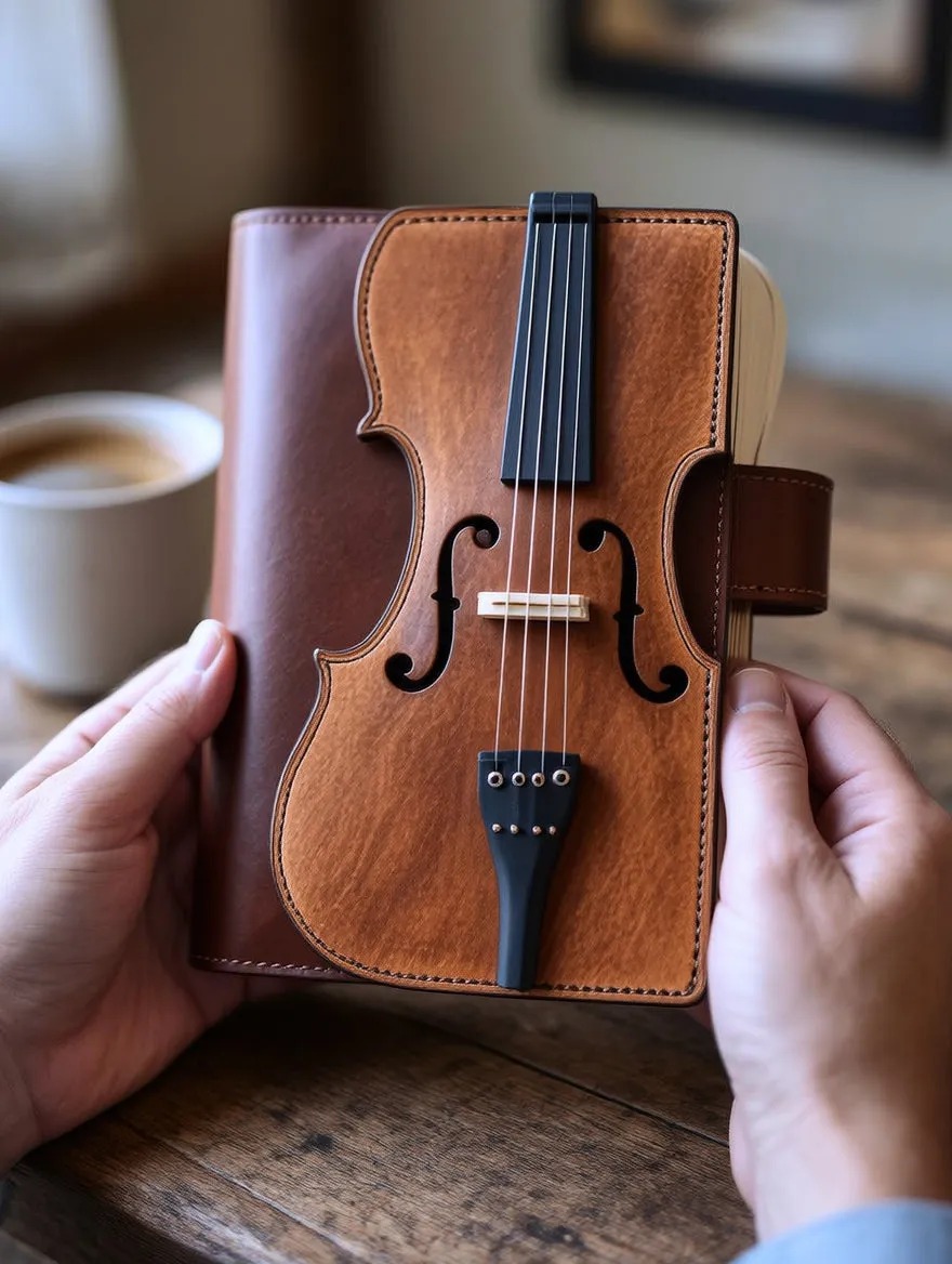 Vintage Violin Leather Notebook