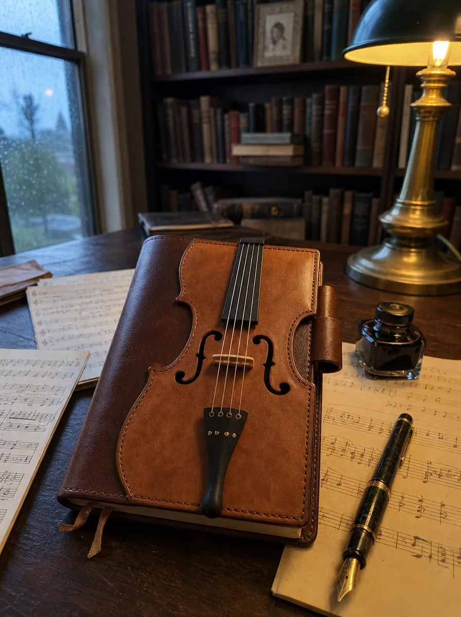 Vintage Violin Leather Notebook