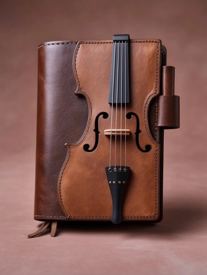 Vintage Violin Leather Notebook
