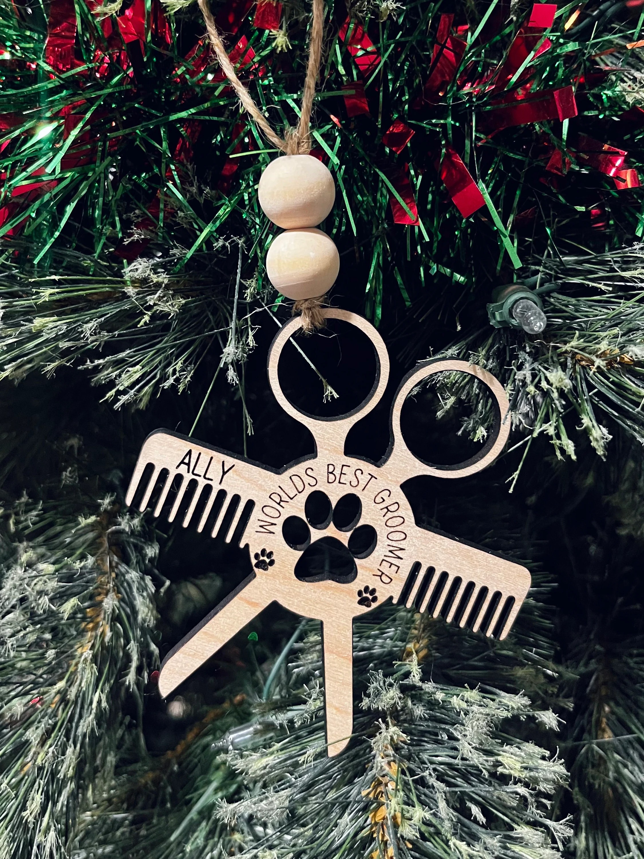 Personalized Dog Groomer Christmas Ornament
