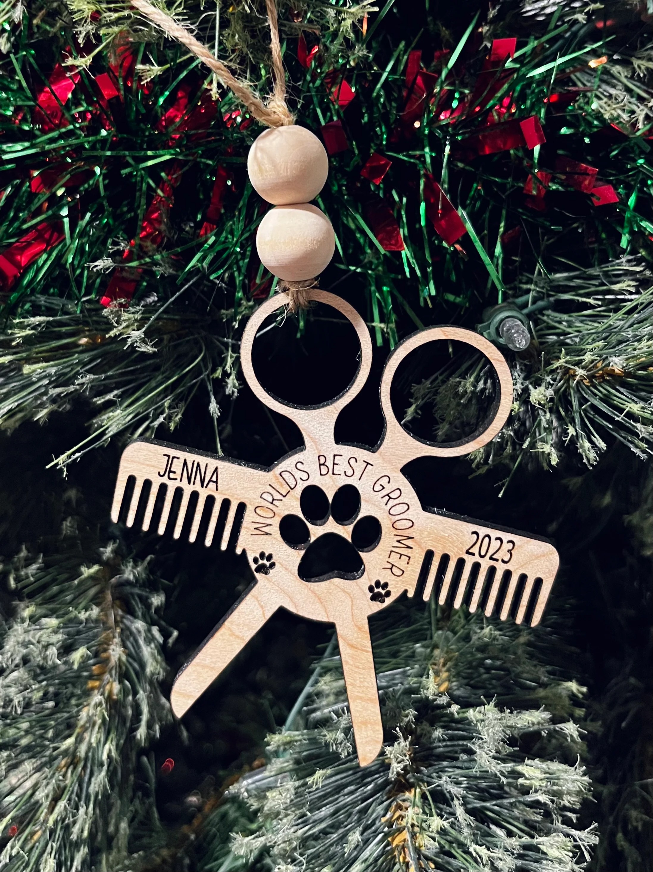 Personalized Dog Groomer Christmas Ornament