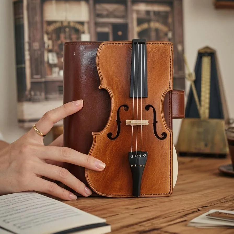 Vintage Violin Leather Notebook