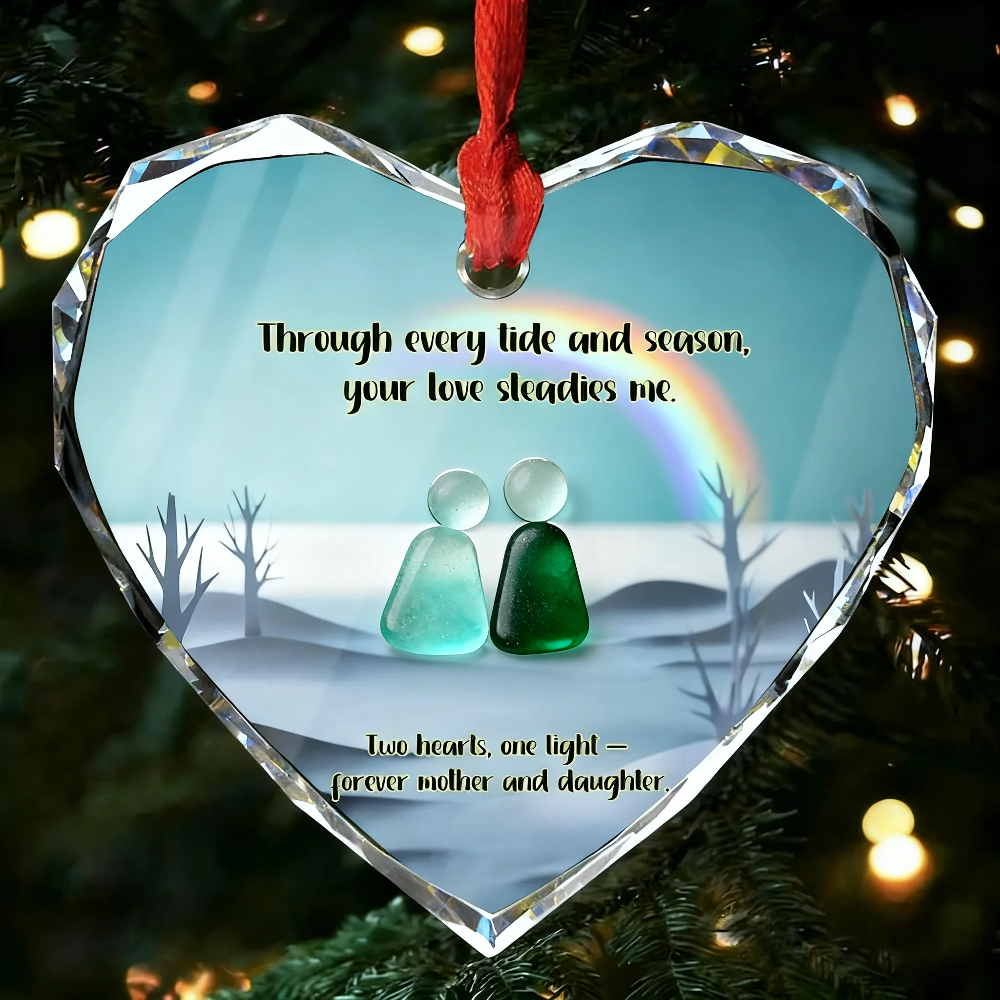 Mother and Daughter Sea Glass Ornament – Through Every Tide and Season