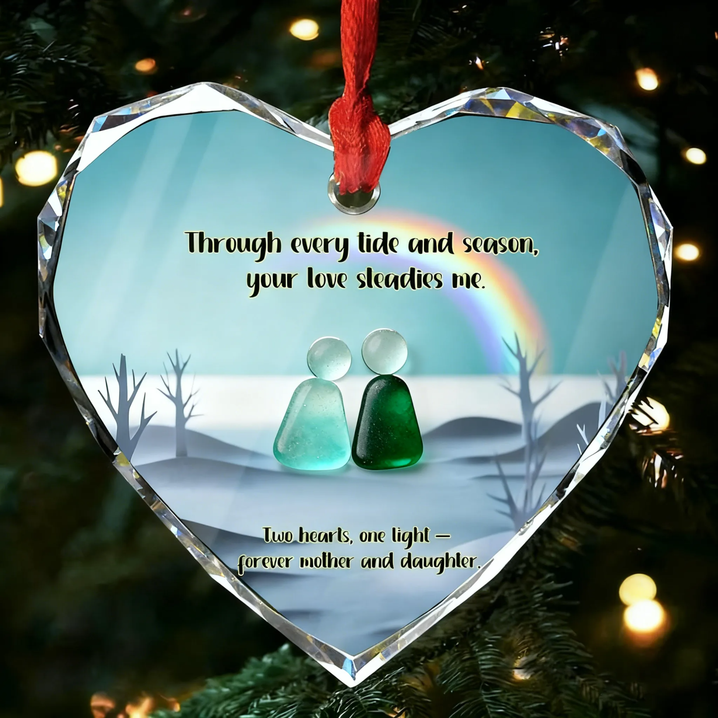 Mother and Daughter Sea Glass Ornament – Through Every Tide and Season