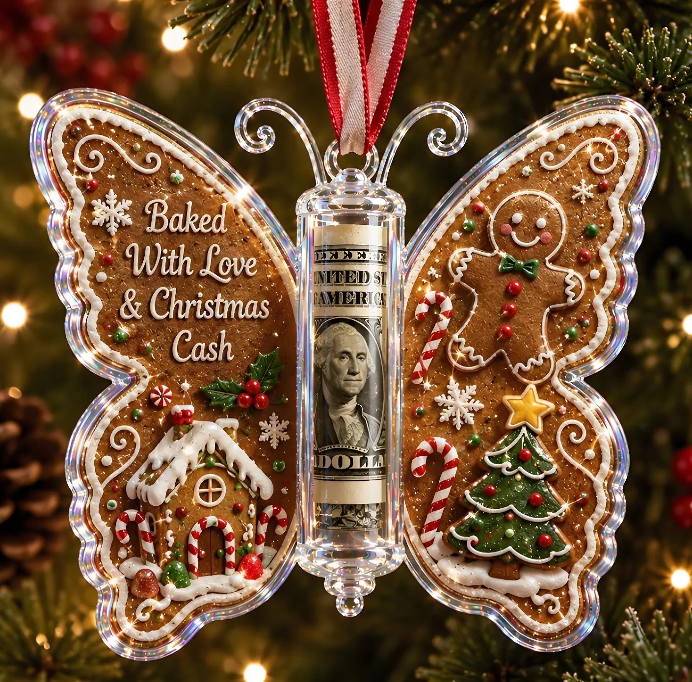 Butterfly Christmas Money Gift Ornament