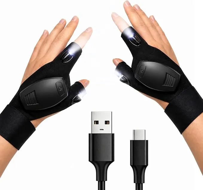 Rechargeable LED Flashlight Gloves, Hands-Free Finger Lights