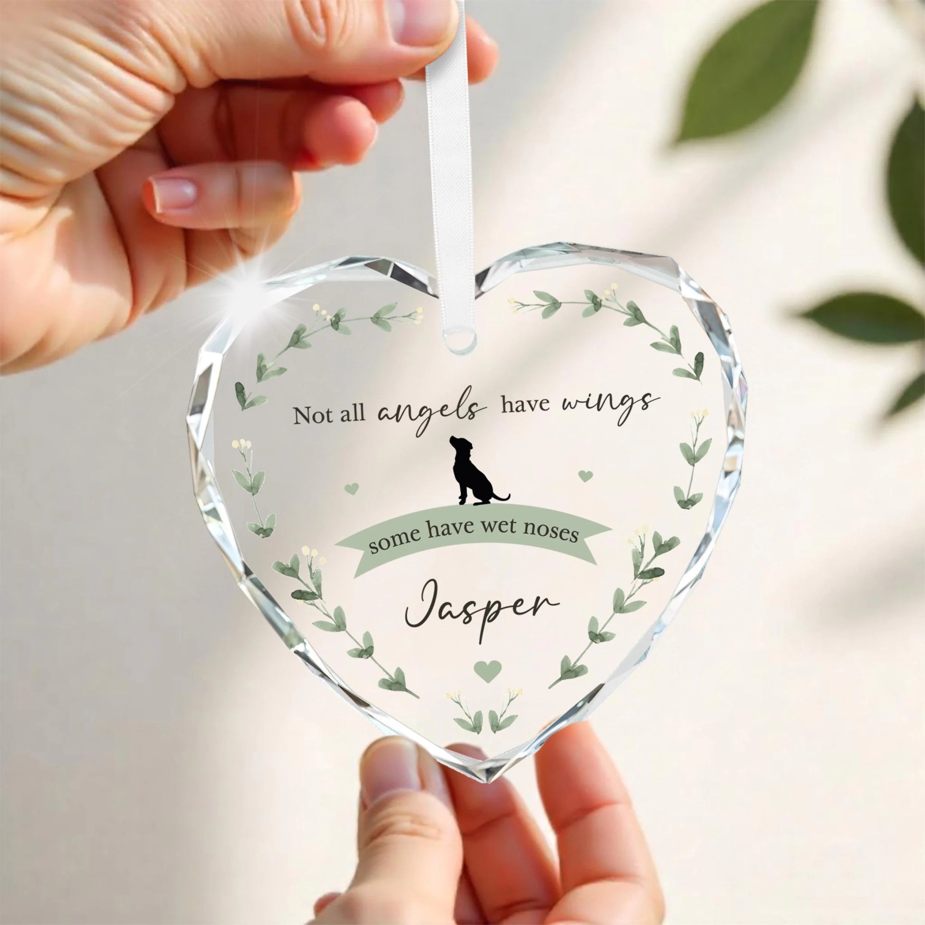 Personalised Dog Memorial Plaque Crystal Glass Ornament