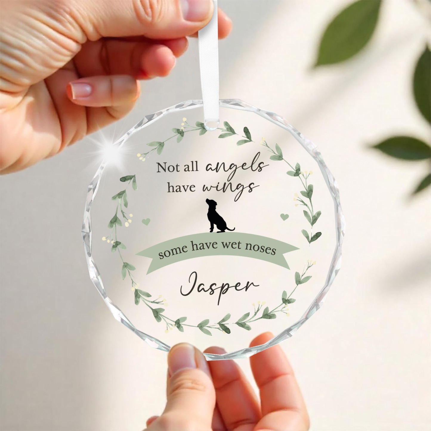 Personalised Dog Memorial Plaque Crystal Glass Ornament 