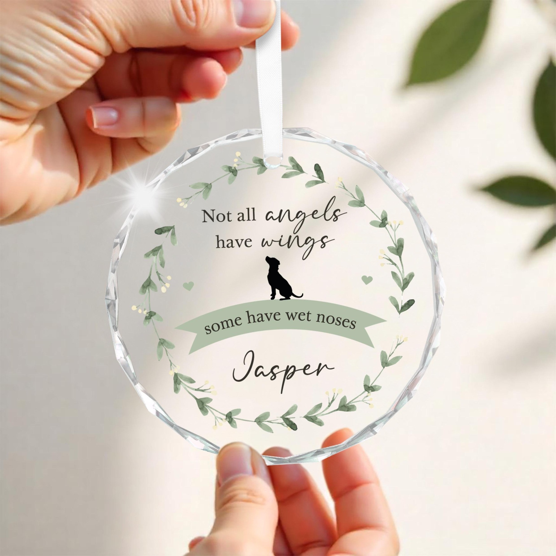 Personalised Dog Memorial Plaque Crystal Glass Ornament 