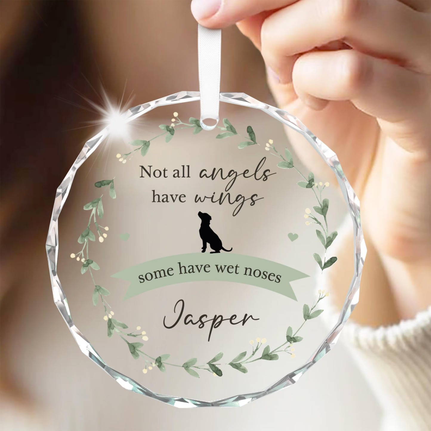 Personalised Dog Memorial Plaque Crystal Glass Ornament 