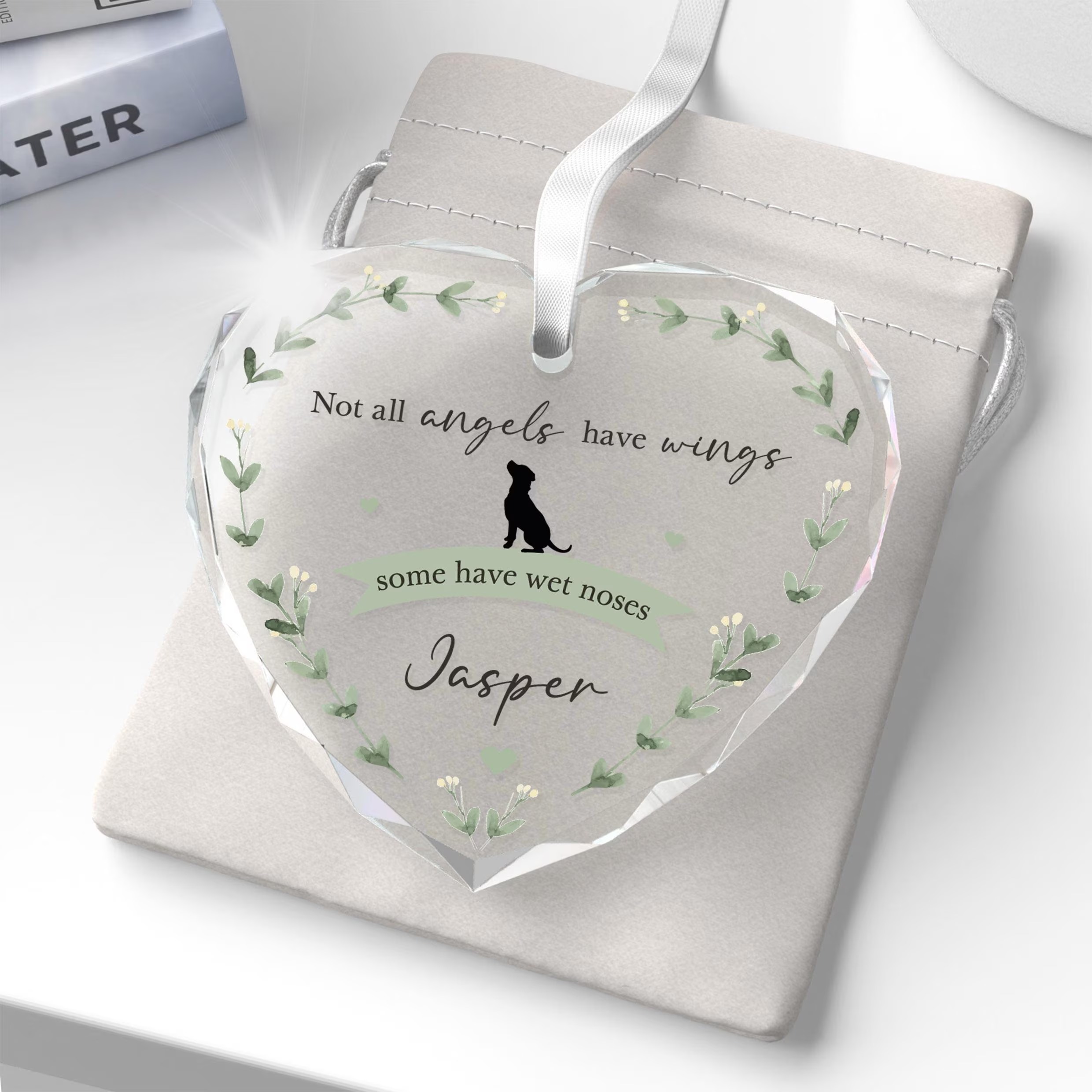Personalised Dog Memorial Plaque Crystal Glass Ornament 