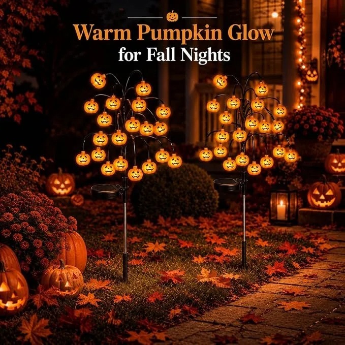 Halloween Pumpkin Lanterns, Solar Lights, Outdoor Pumpkin Tree Stake Lights