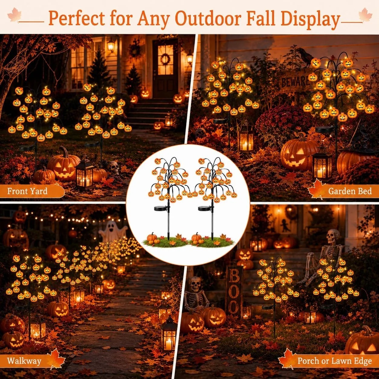 Halloween Pumpkin Lanterns, Solar Lights, Outdoor Pumpkin Tree Stake Lights