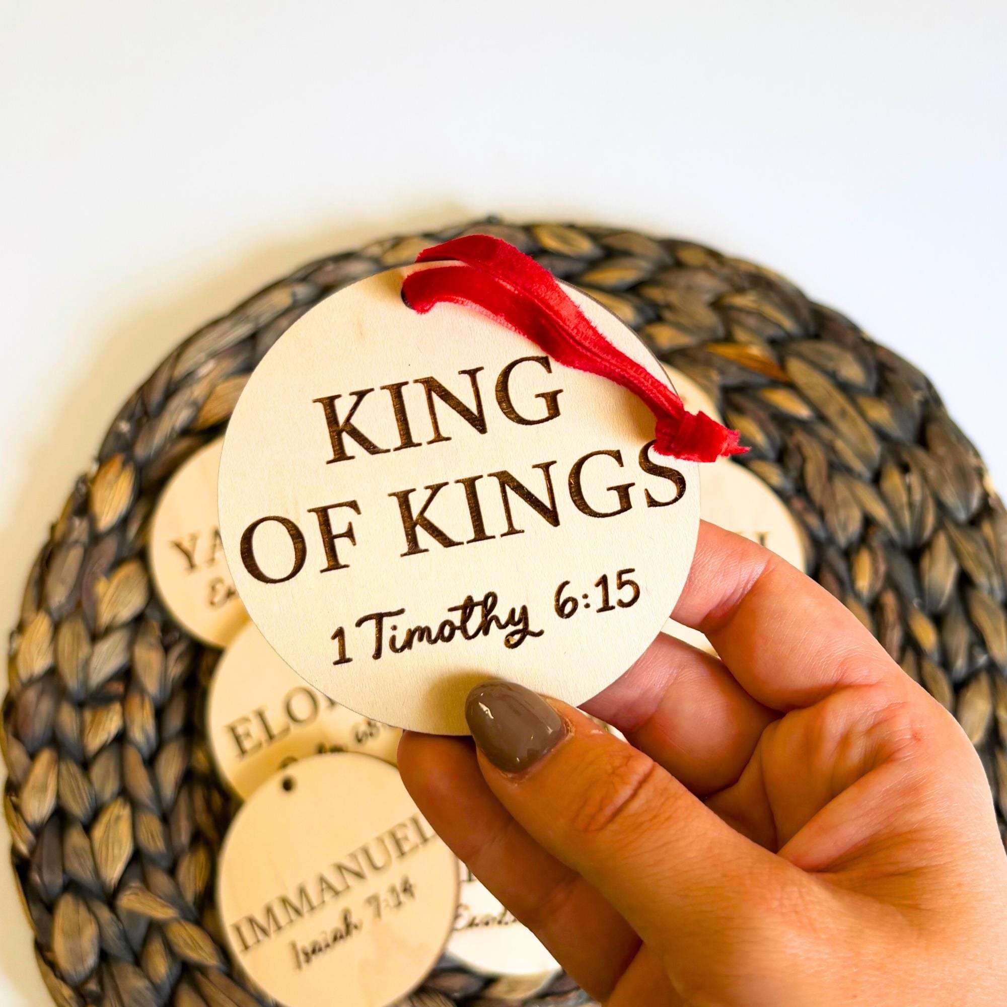 Names of Jesus Ornaments, Set of 12 Christian Ornaments