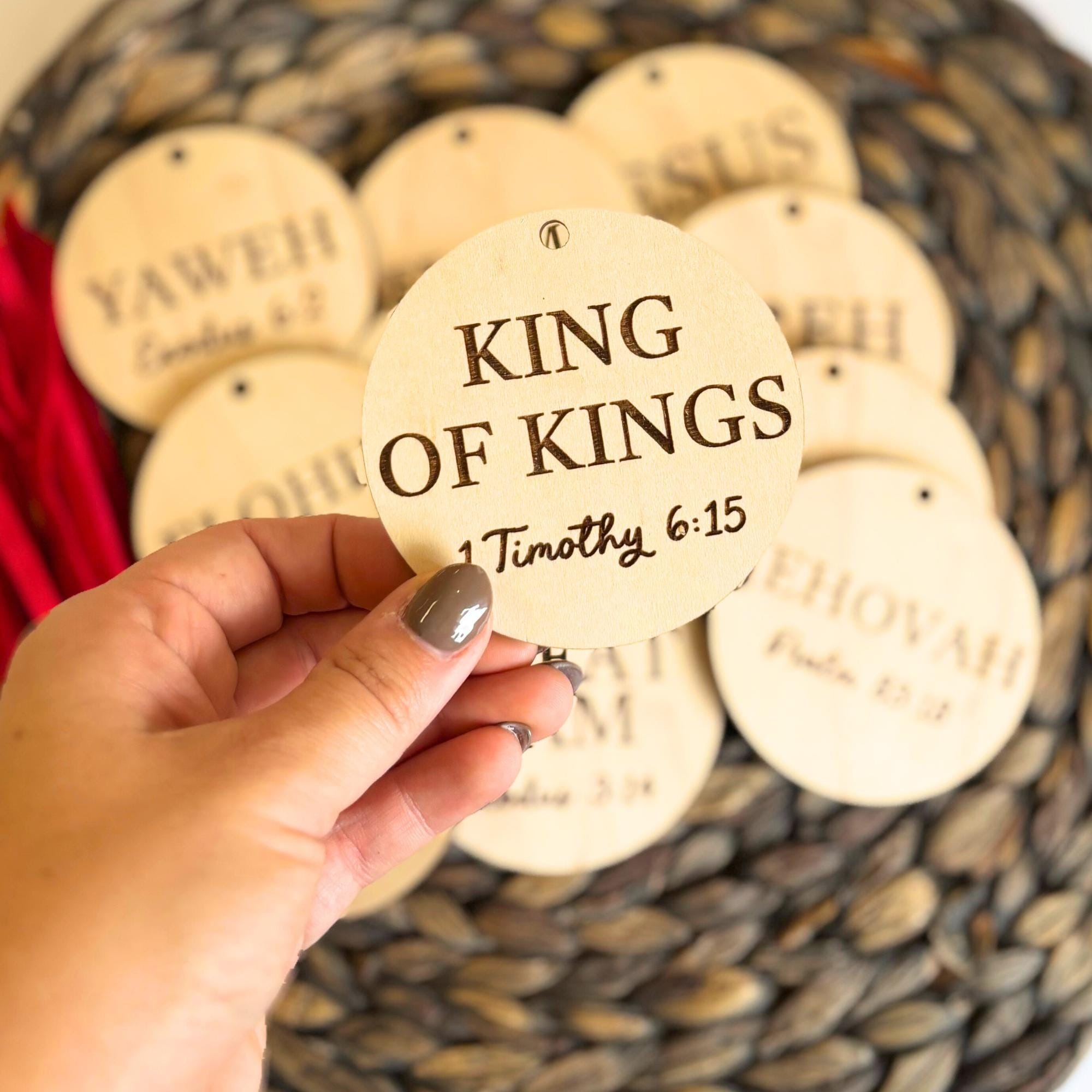 Names of Jesus Ornaments, Set of 12 Christian Ornaments