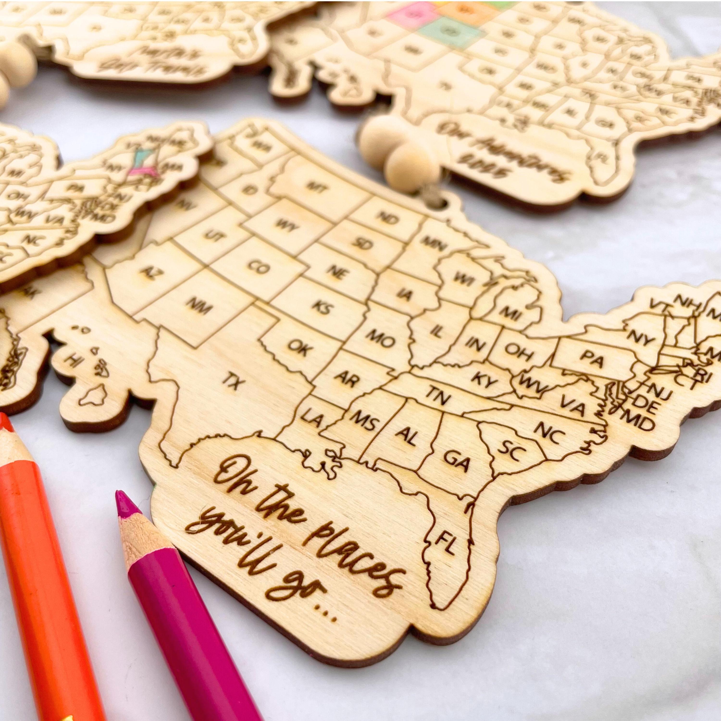 USA Travel Map Ornament 