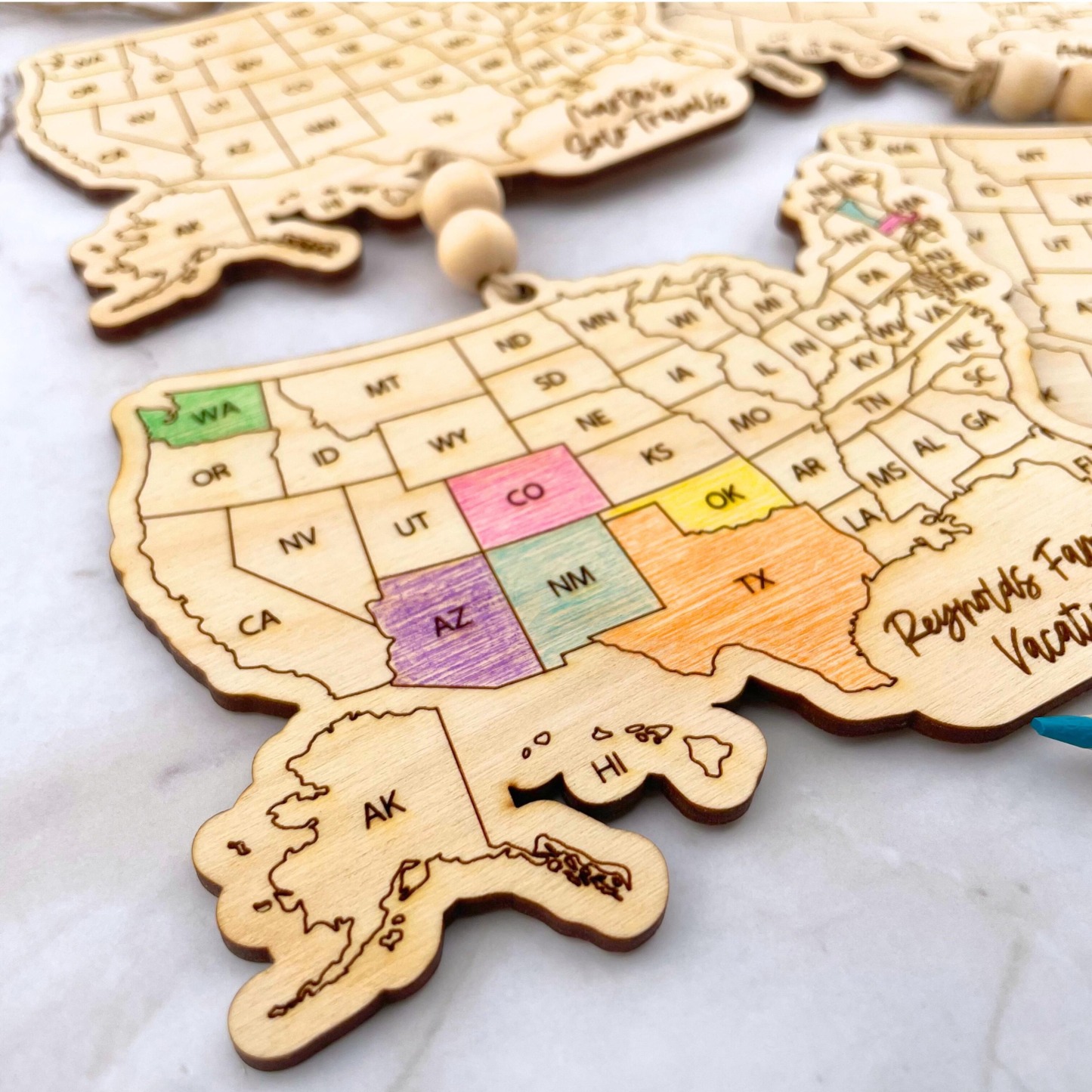 USA Travel Map Ornament 