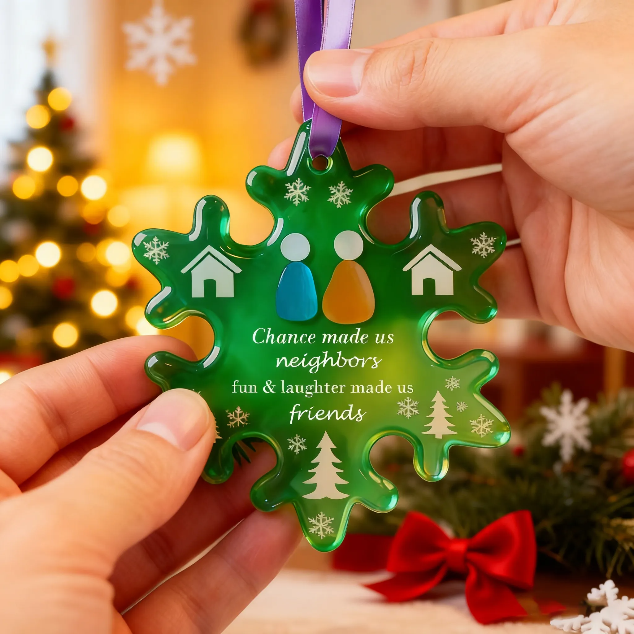 Snowflake-Shaped Neighborhood Sea Glass Ornament