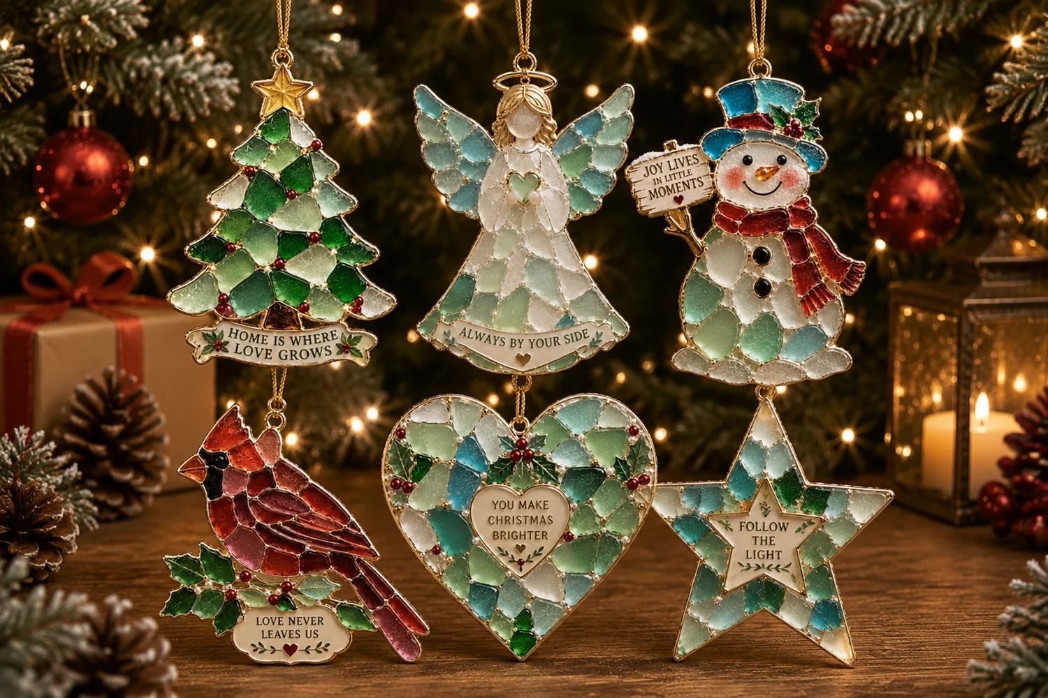 Sea Glass Christmas Blessing Ornaments