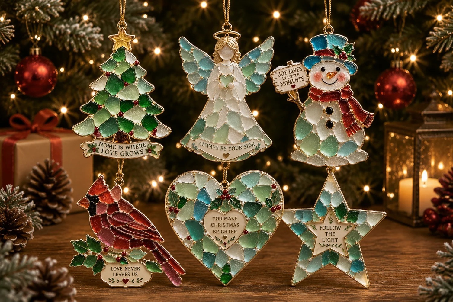Sea Glass Christmas Blessing Ornaments