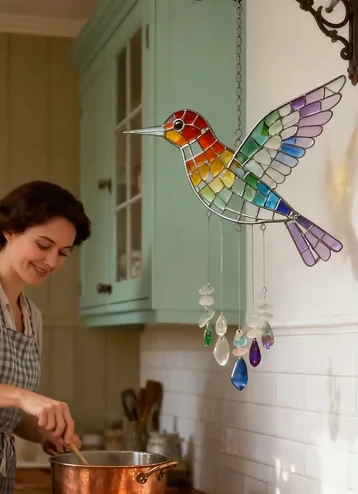 Sea Glass Rainbow Bird Wind Chime