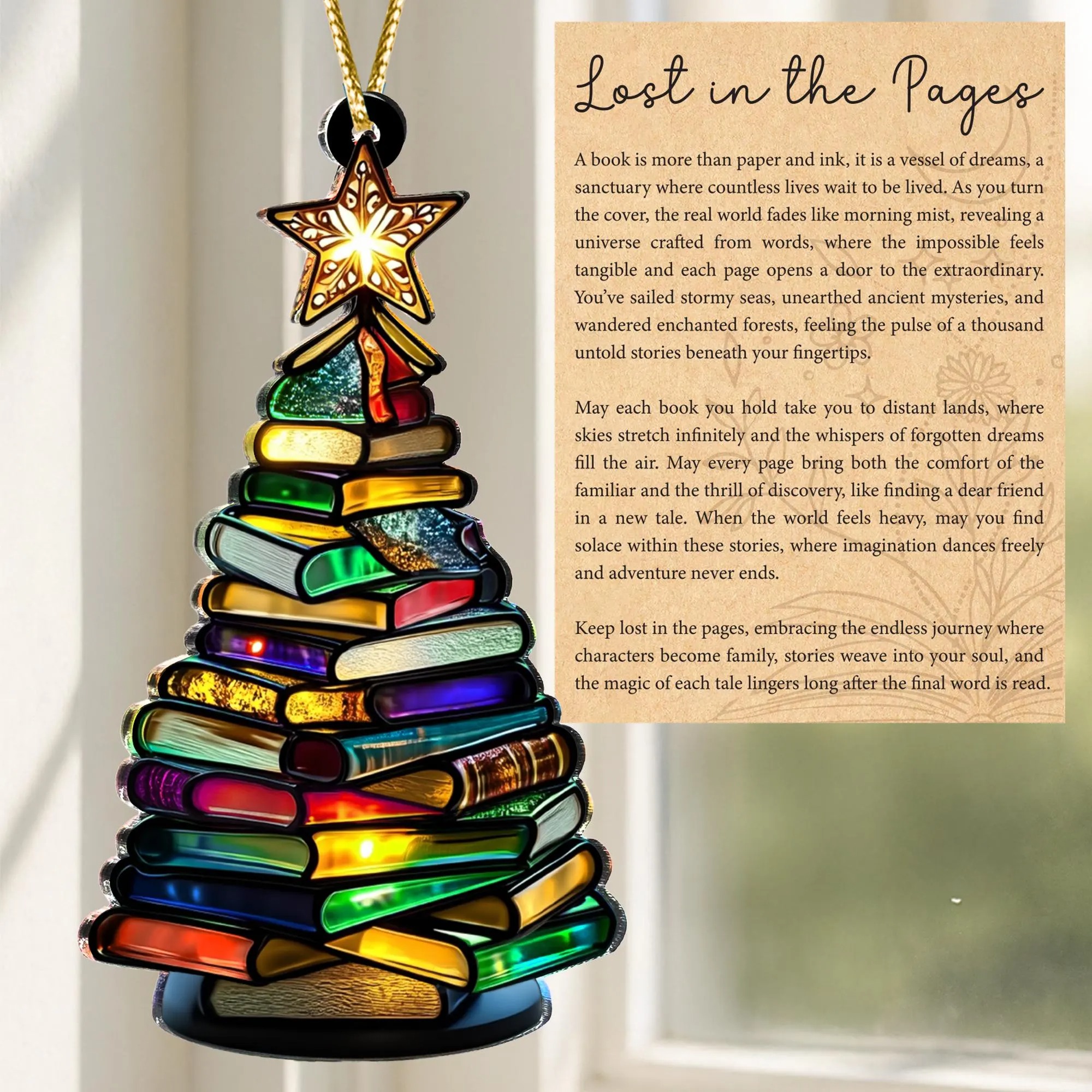 Book Tree Ornament for Readers