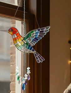 Sea Glass Rainbow Bird Wind Chime