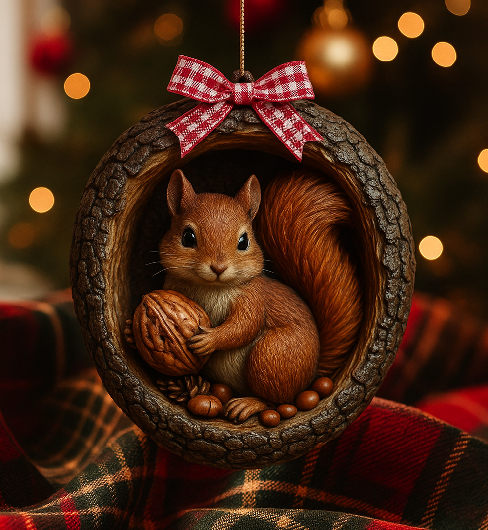 Cozy Squirrel Christmas Ornament