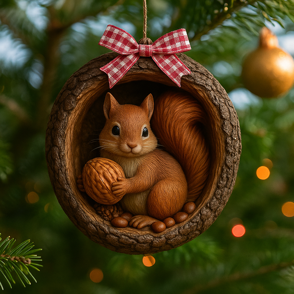 Cozy Squirrel Christmas Ornament