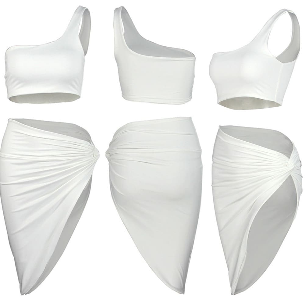 Women Piece Bodycon Two Piece Crop Top and Skirt Set Bandage Dress Club Party Dress Summer Beachwear Swimsuit