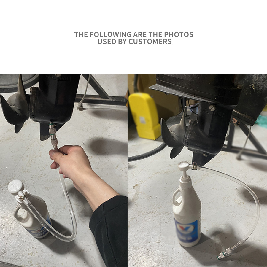 Lower Unit Gear Oil Pump for Standard Quart Bottles, Includes 3/8 inch Metal Swivel, 8mm and 10mm Adapters Fit Most Marine and Mercury Boat Outboard Motors (Not Compatible With Volvo Penta)