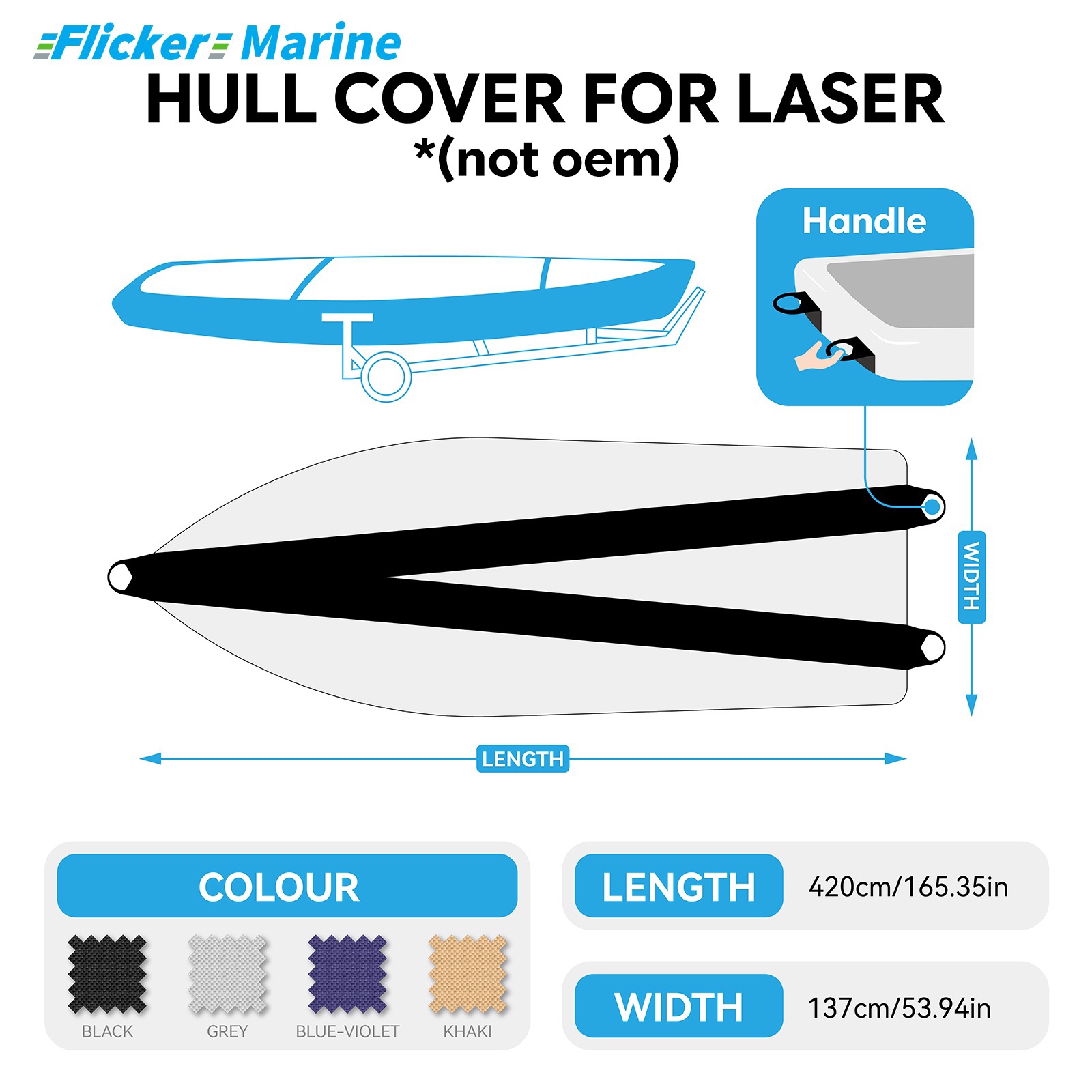 Sailboat Cover for Laser – Custom Fit Dinghy Cover for Storage, Docking & Trailering