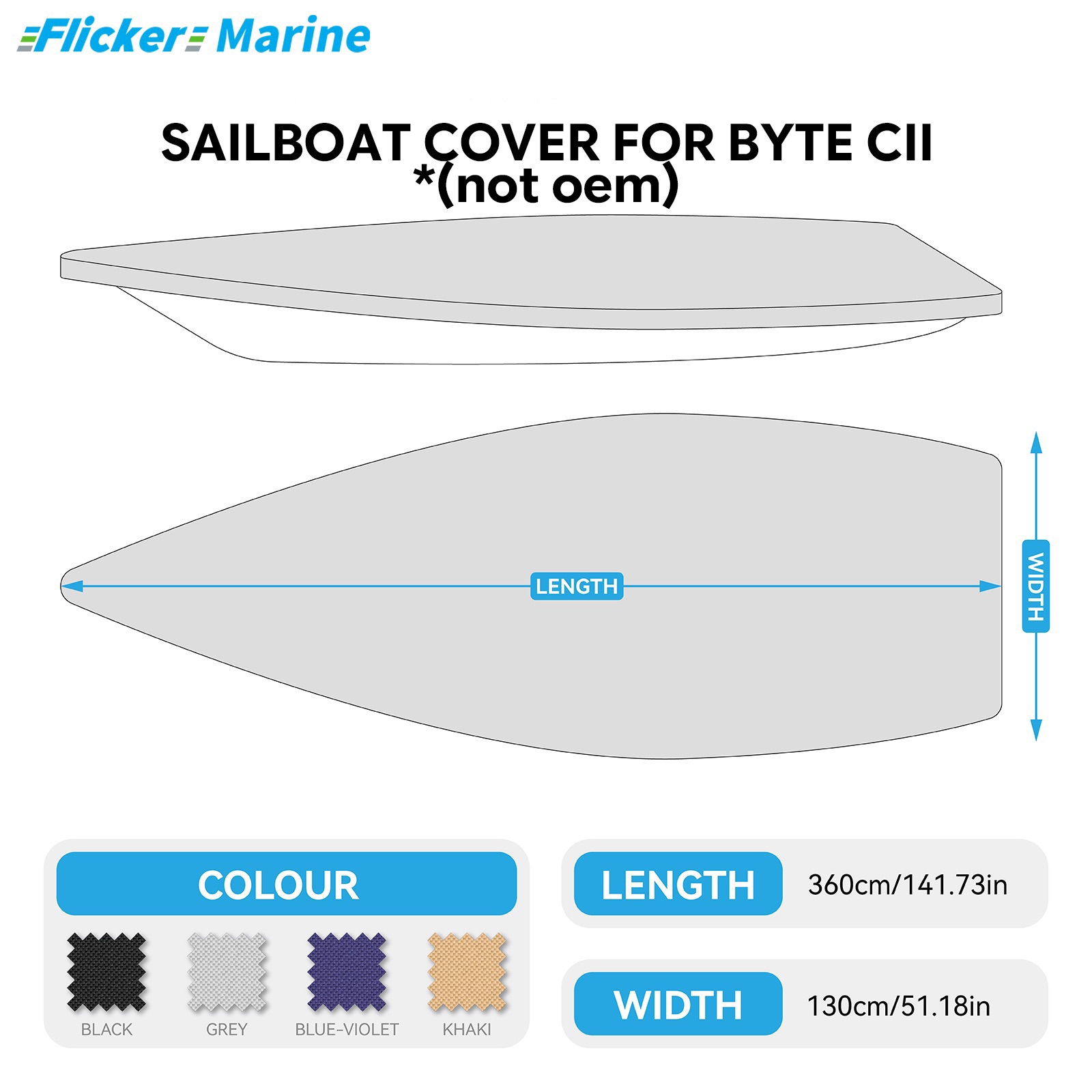 Sailboat Cover for Byte CII – Custom Fit Dinghy Cover for Storage, Docking & Trailering