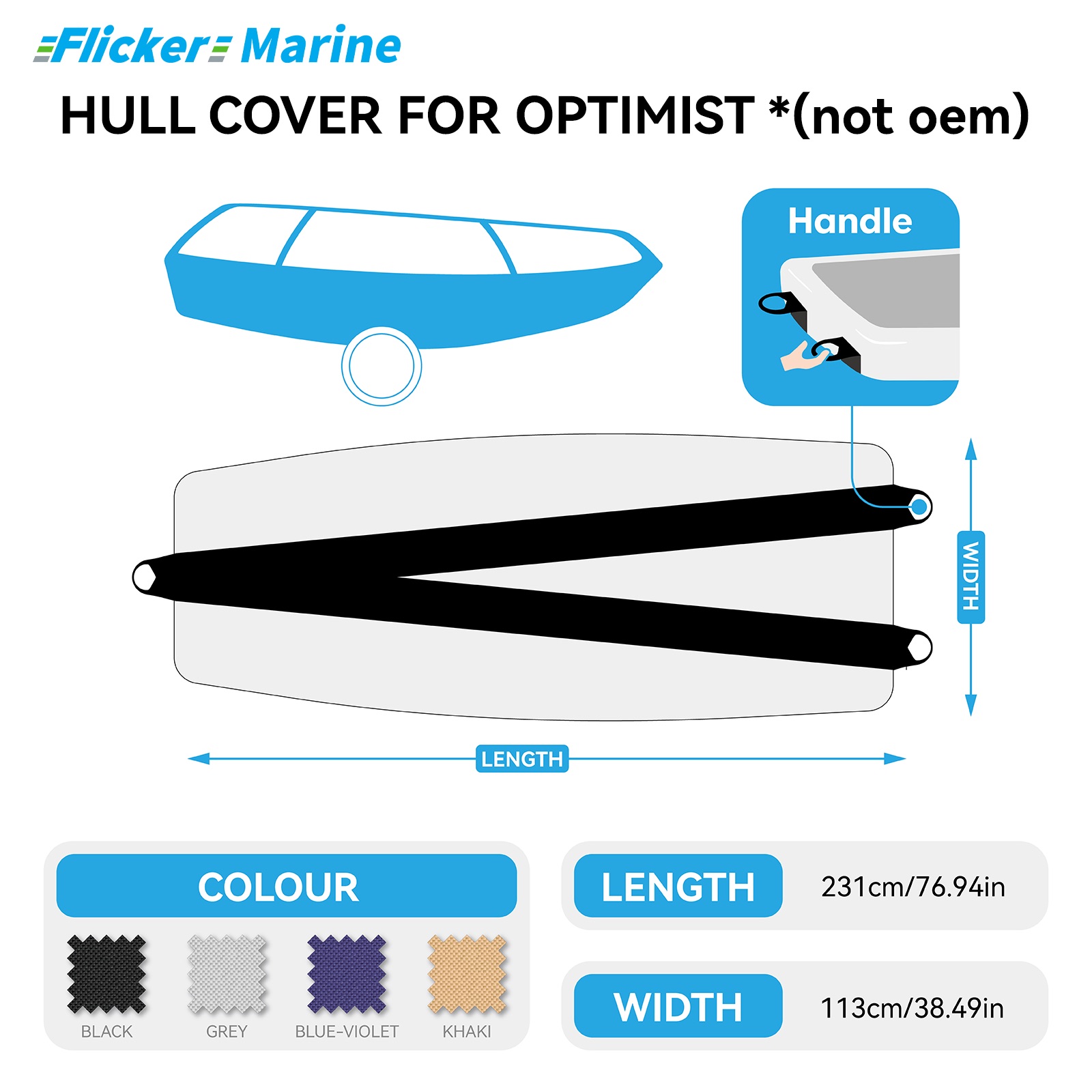 Sailboat Cover for Optimist – Custom Fit Dinghy Cover for Storage, Docking & Trailering