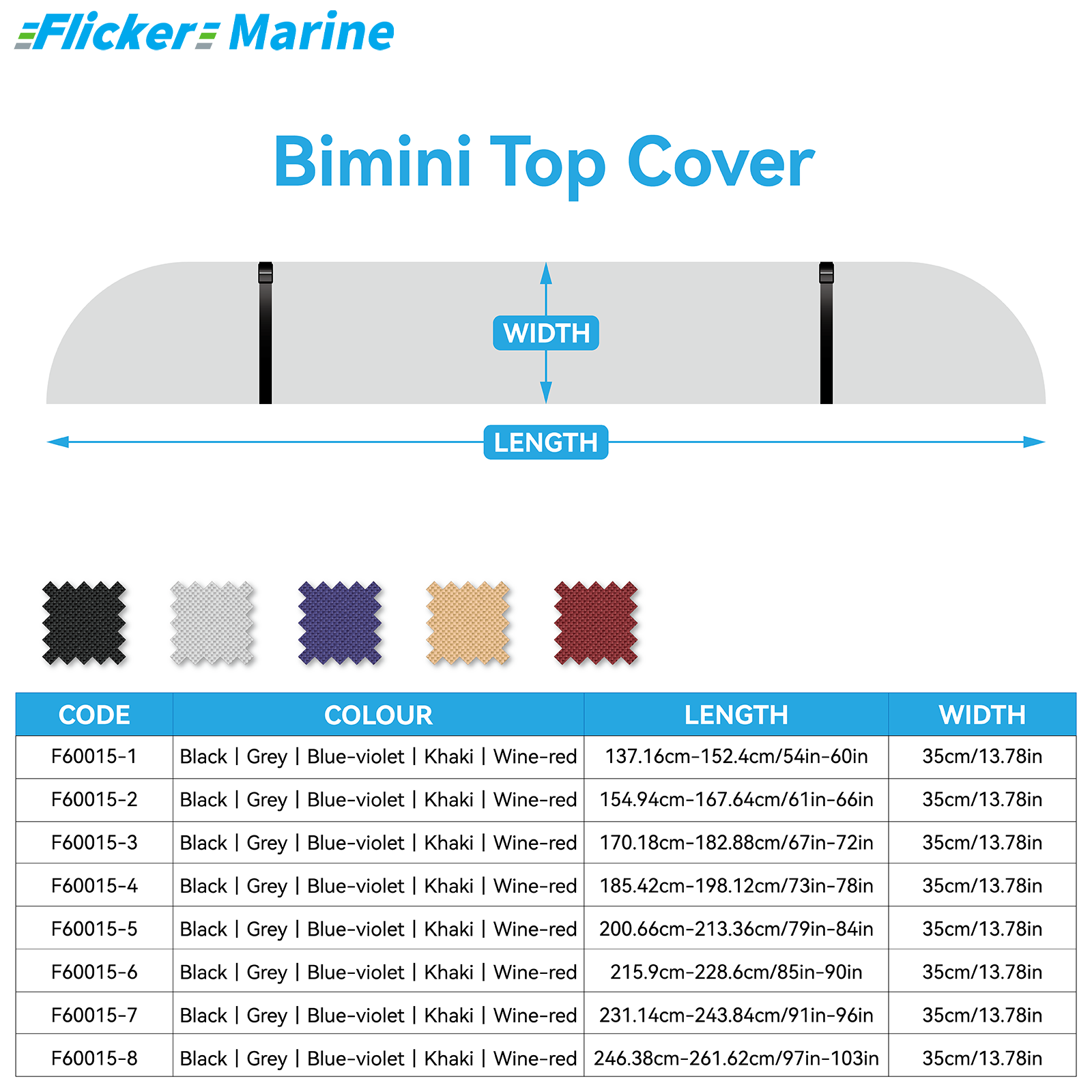Bimini Top Cover, UV Resistant Polyester Boat Canopy Cover, Marine Protective Cover for Bimini Tops, Reinforced Stitching and Secure Fit