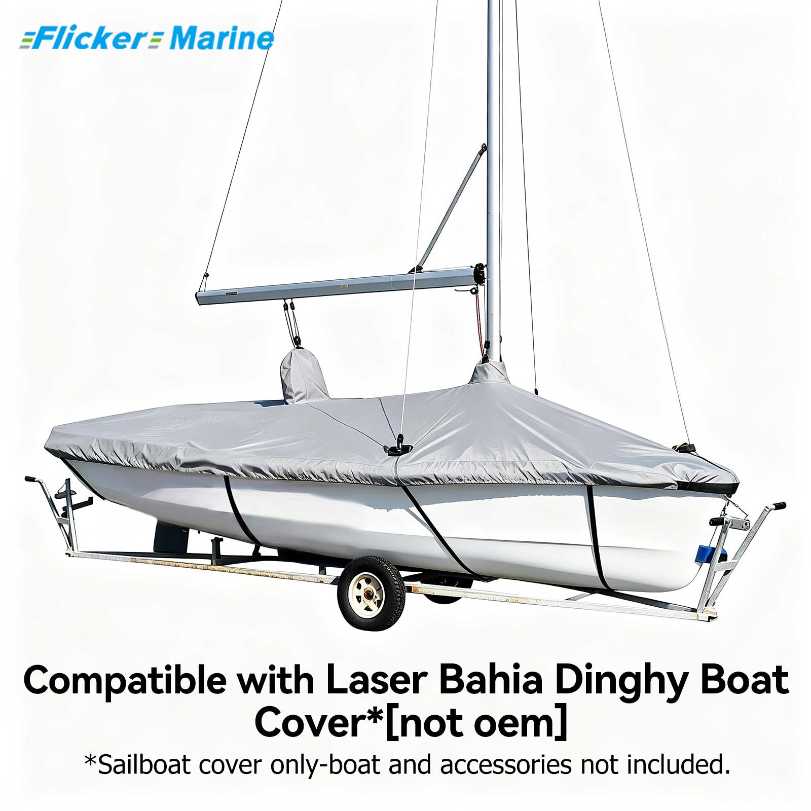 FLICKER Laser Bahia Dinghy Boat Cover, Polyester Sailboat Protective Cover, UV Resistant Marine Cover, 4 Colors