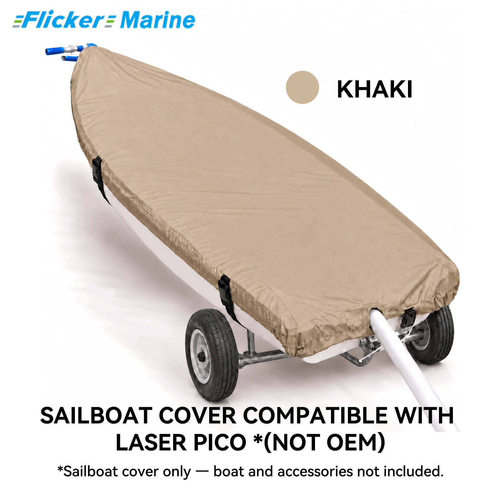 Sailboat Cover Compatible With Laser Pico, Heavy Duty Waterproof UV Resistant Dinghy Boat Cover With Adjustable Buckle Straps, Black Color, Not OEM