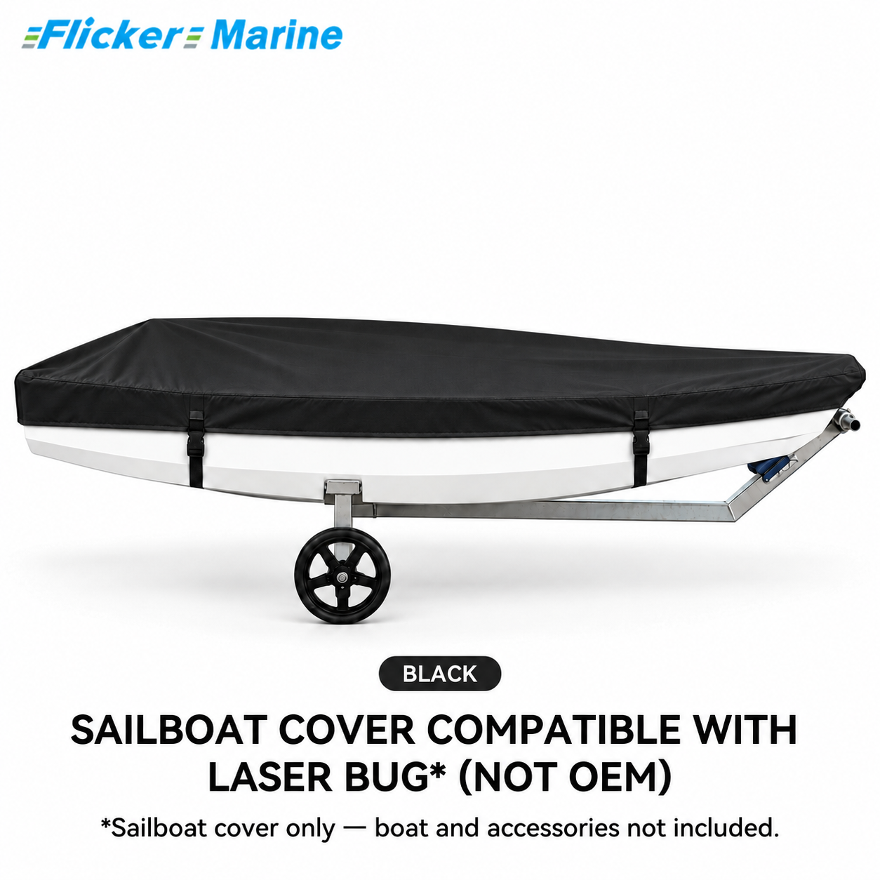 Sailboat Cover Compatible With Laser Bug, Heavy Duty Waterproof UV Resistant Dinghy Boat Cover With Adjustable Buckle Straps, Gray Color, Not OEM