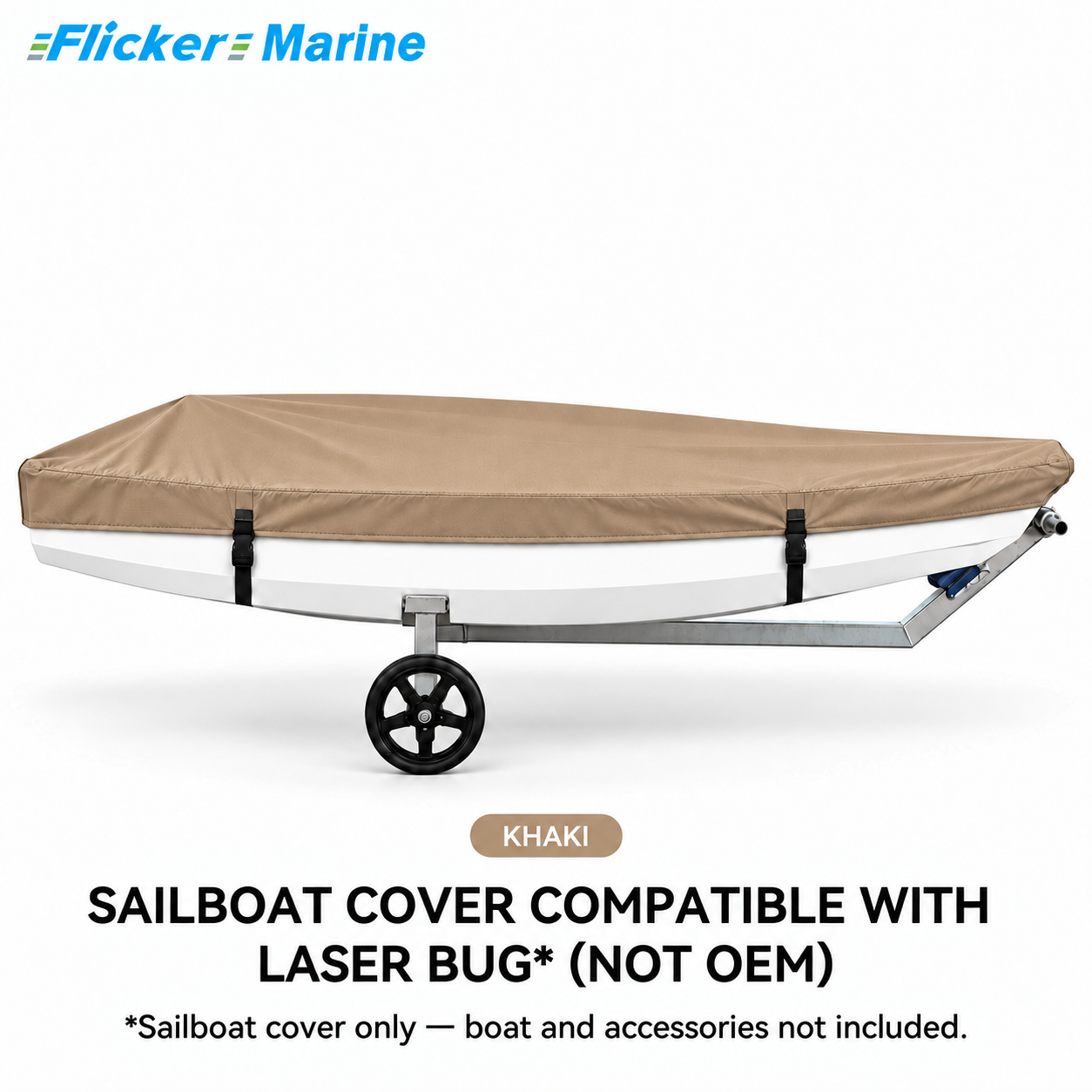 Sailboat Cover Compatible With Laser Bug, Heavy Duty Waterproof UV Resistant Dinghy Boat Cover With Adjustable Buckle Straps, Gray Color, Not OEM