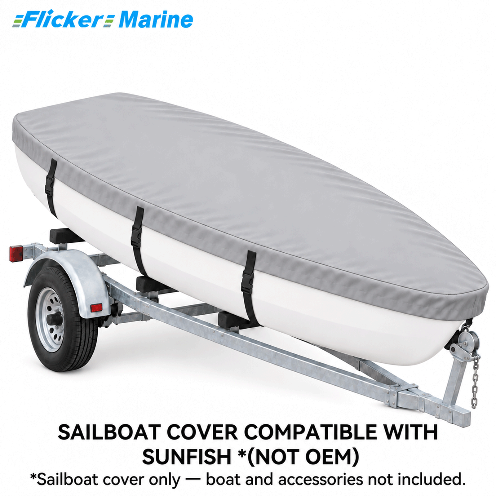 Sailboat Cover Compatible With Sunfish, Heavy Duty Waterproof UV Resistant Dinghy Boat Cover With Adjustable Buckle Straps, Purple Color, Not OEM