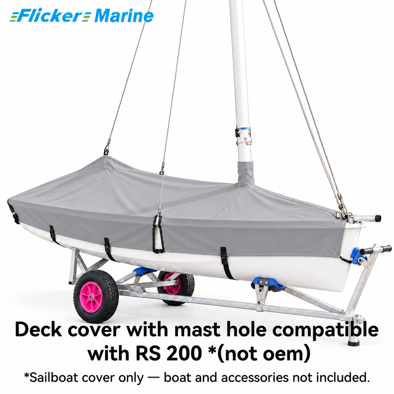 Flicker Marine Sailboat Cover, Polyester Waterproof Sun Resistant Deck Cover Compatible With RS 200