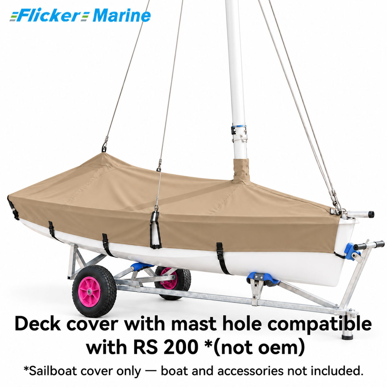 Flicker Marine Sailboat Cover, Polyester Waterproof Sun Resistant Deck Cover Compatible With RS 200